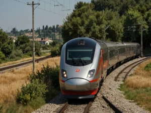 treno italiano frecciarossa fermo al binario